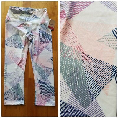 New REEBOK Multicolor Skinny Capri High Waist Yoga Pants