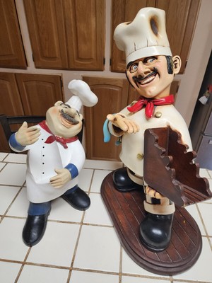 Vintage Peter Mook Marked Italian Chef Restaurant Style Menu Holder Statue 20''