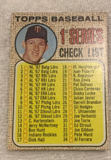 1968 Topps - Checklist #67 Jim Kaat   Willie Mays Bob Gibson