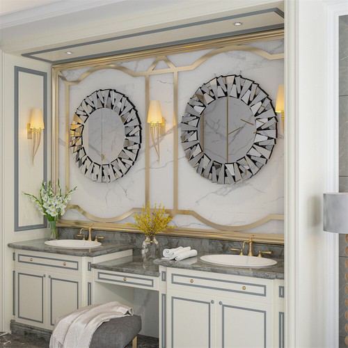 Modern Circular Sunburst Wall Mirror Venetian Large Home Accent Decor Mirror - Picture 10 of 12