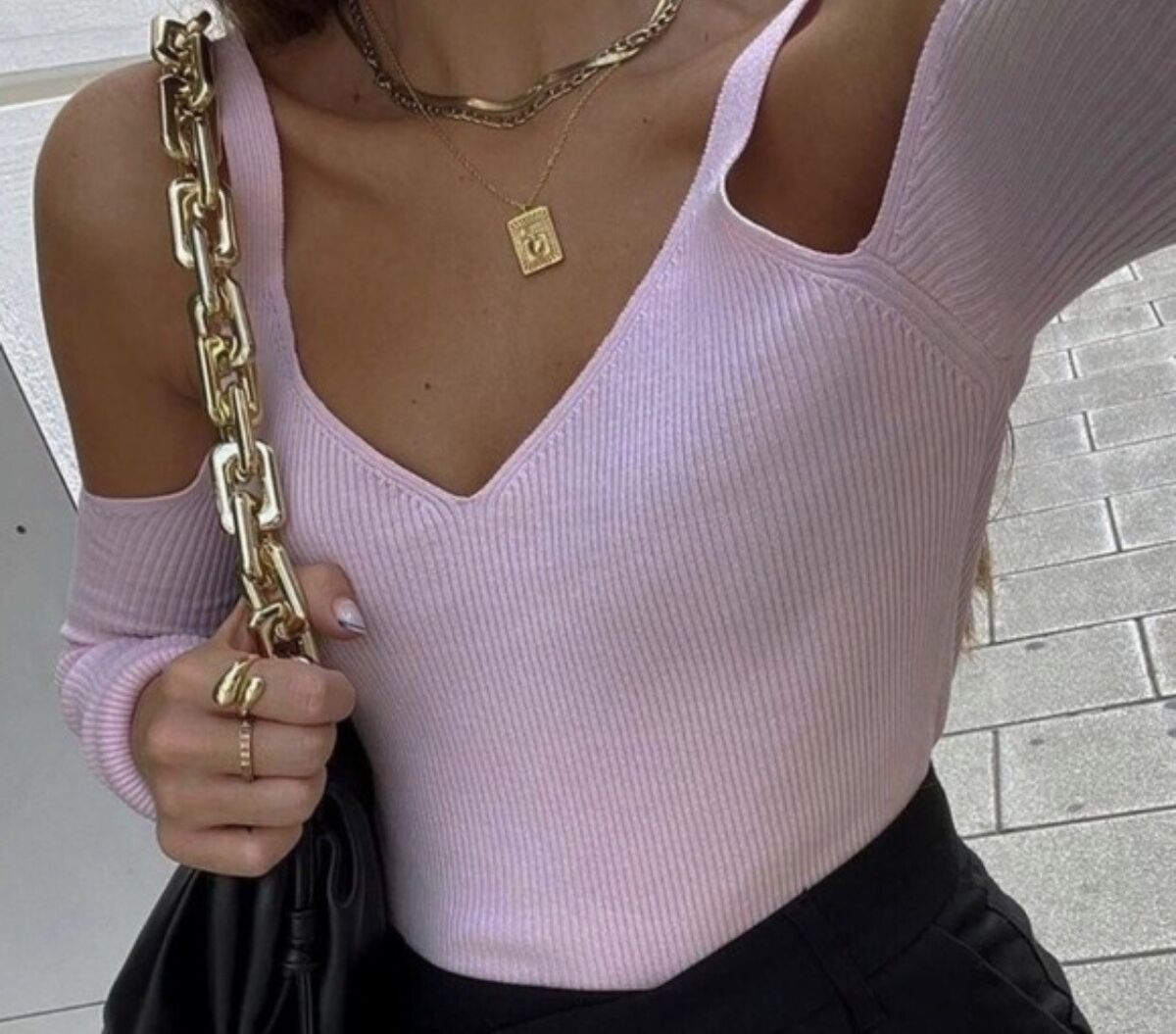 zara 6771/136/621 Solid Baby Pink Ribbed Long Sleeve Cold zara 6771/136/621 Solid Baby Pink Ribbed Long Sleeve Cold