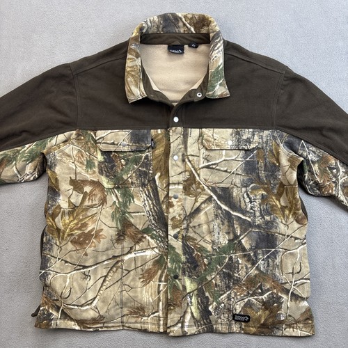 DDX Dri Duck Jacket Mens 2XL Brown Leaf Camouflage Fleece Snap Shacket XXL - Picture 3 of 12