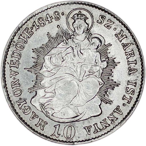 Hungary coin 10 Krajczar 1848 Kb Unc Uncirculated