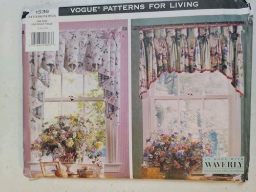 Curtains Window Treatment Valance Ruffle 1536 Living Vogue Sewing Pattern VTG - 第 1/7 張圖片