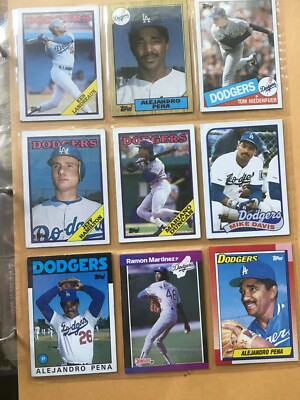 lot of 9 baseball cards  ken landreaux, alejandro pena,tom niedenfuer, ,./BCC 29
