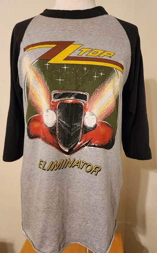 ZZ Top Eliminator Tour Across the USA 3/4 Sleev 1980s vintage concert t-shirt, vintage, size L, single stitch, B+ condition