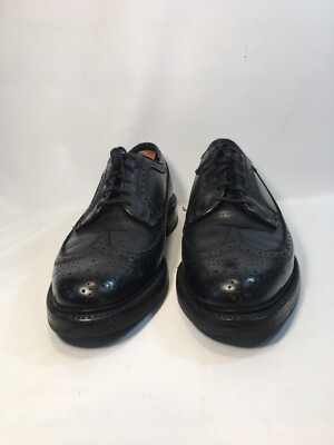 MEN VTG FLORSHEIM 75675 KENMOOR LONGWING BLK LEATHER DERBY  display picture 1