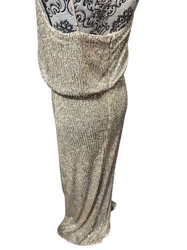 Lulus Gold Sequin Maxi Dress Wedding Party Prom Size Medium Spaghetti Straps - Picture 6 of 8