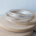 Solid 925 Sterling Silver Bangles, Hammered Bangles Stacking Set of 7 Bangles