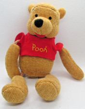 Disney Winnie the Pooh Plush Bean Bag Red Shirt Dangly Cord Arms Legs 8"