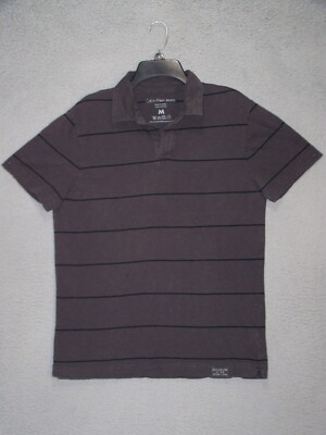 Calvin Klein Polo Shirt Mens Medium Brown Golf Short Sleeve Cotton Casual  Men