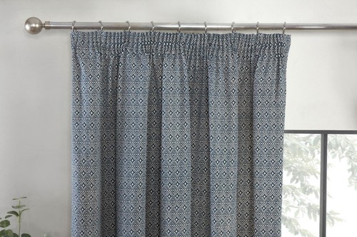 Par de cortinas de lápiz plisado de 3" diamante azteca geométrico diamante listo hechas azul marino - Imagen 32 de 42