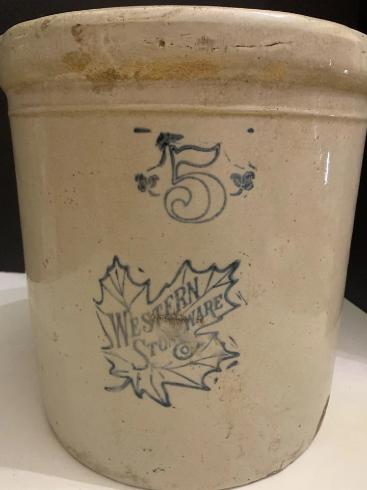 Antigua vasija de gres Western Pottery Co Monmouth Illinois de 5 galones pesada Foto 2 de 4