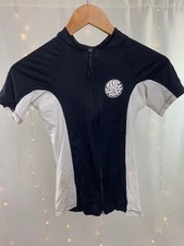 RIP CURL Girls Short Sleeve Zip Up Sun Protection UPF 50 Rash Guard Swim Shirt