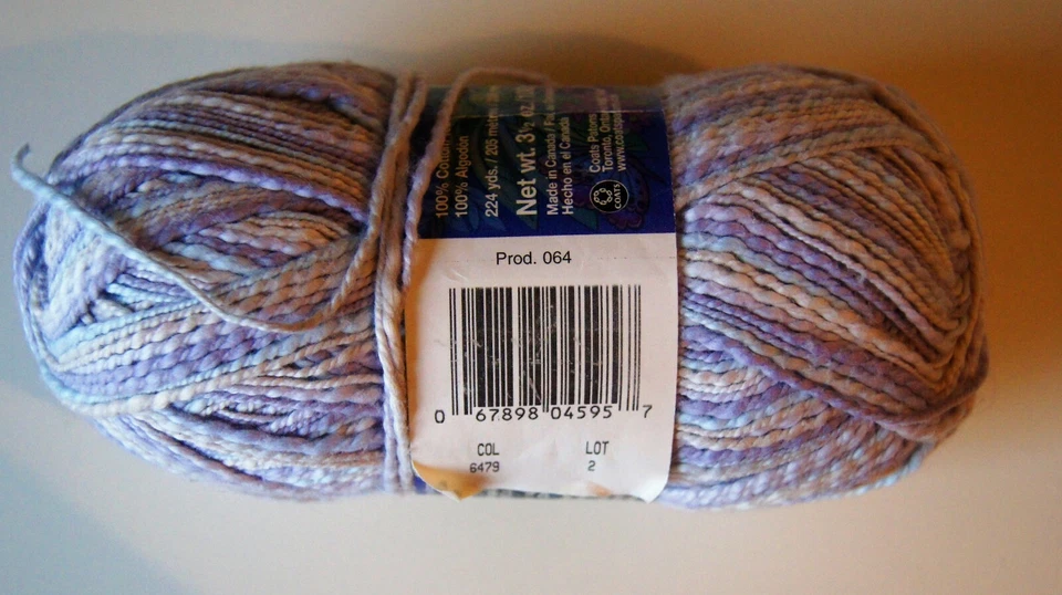 Patons Paradiso 3.5 oz Skeins 100% Cotton Fine Yarn Pastel Purple Blue Tan White - Image 2 of 2