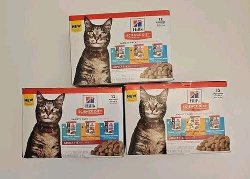 Lot Of 3 Hill's Science Diet Adult 1-6, 2.8 Ounce (36 Pouches) Cat Variety Pack