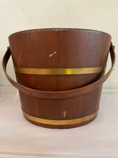 vintage primitive firkin wood sugar bucket With Dividers Farm Bucket Nice 