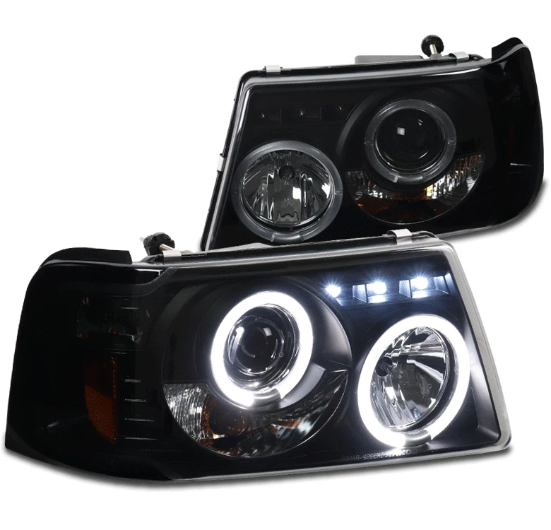For 01 11 Ford Ranger LED Dual Halo Projector Headlights Headlamps