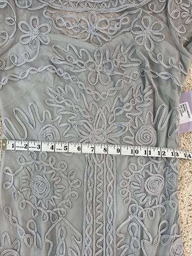JS Collections Womans Dress 4 Column Gown Soutache Mesh Maxoe Gray NWT - Picture 13 of 19