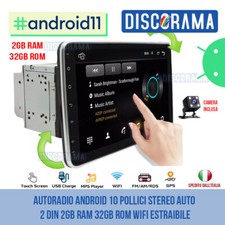 AUTORADIO ANDROID 10 POLLICI STEREO AUTO 2 DIN 2GB RAM 32GB ROM WIFI ESTRAIBILE