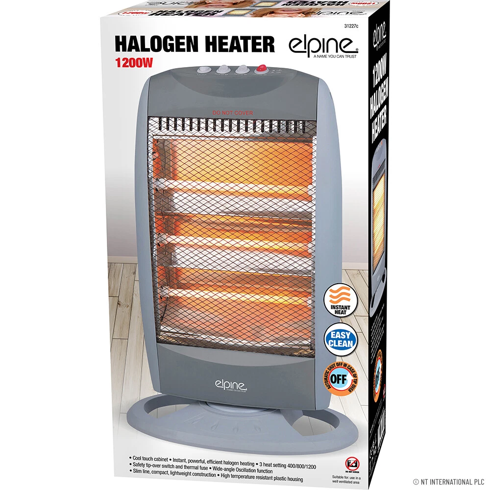 NEW 1200W HALOGEN HEATER INSTANT HEAT WINTER WARM OSCILLATING 3 BARS HOME  OFFICE | eBay