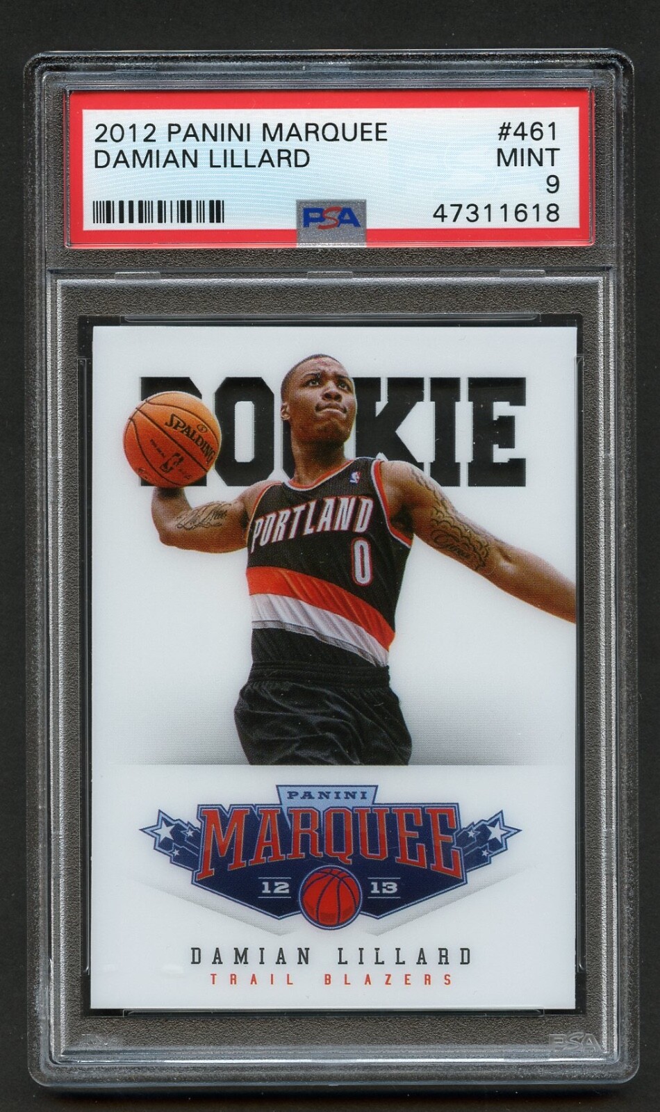 2012 DAMIAN LILLARD ROOKIE PSA 9 MINT PANINI MARQUEE TRAIL BLAZERS (#461)  RZC