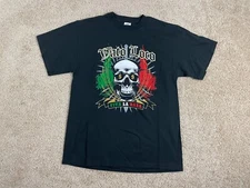 Vintage Delta T-Shirt Mens Large Knit Graphic Skull Vato Loco Viva La Raza Black