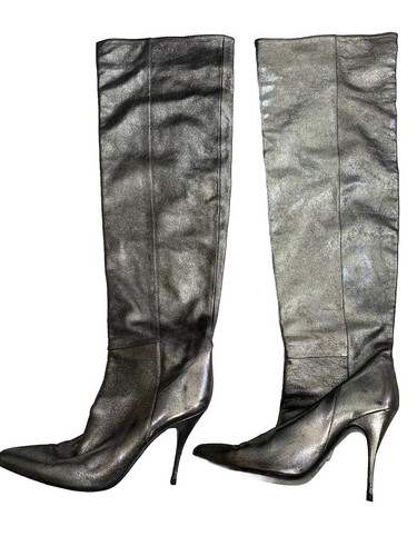 Zimmermann 38 Metallic Sliver Knee High Runway Fall Boots - Picture 5 of 15