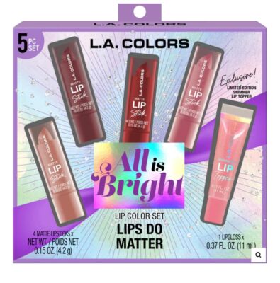 L.A. COLORS 5pc All Is Bright Lip Color Set, Lips Do Matter