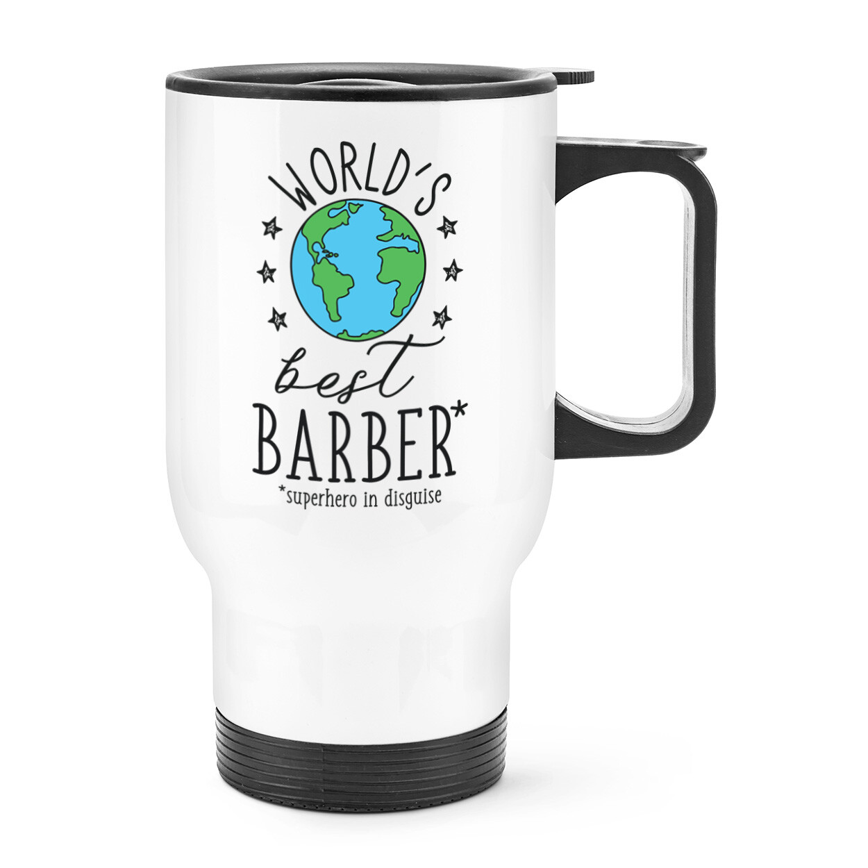 World's Best Barber Travel Mug Cup With Handle Worlds Best Favourite Joke Funny