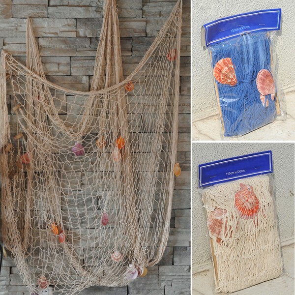 Mediterranean Shooting Wall Bar Seaside Beach Party Shells Fishing Net Decor New