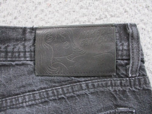 Pantalones de mezclilla Naked & Famous para hombre 33x32 negros crudos botones mosca tipo raro rectos - Imagen 11 de 15