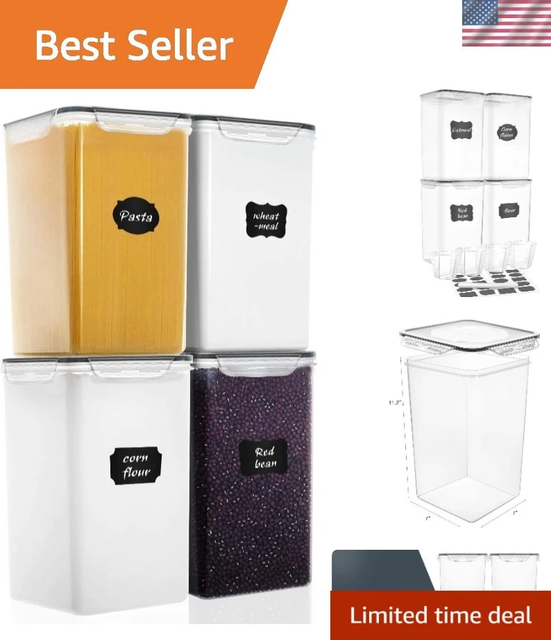Elegant 4-Pack 7qt Airtight Storage Containers - Perfect for Flour, Sugar & More