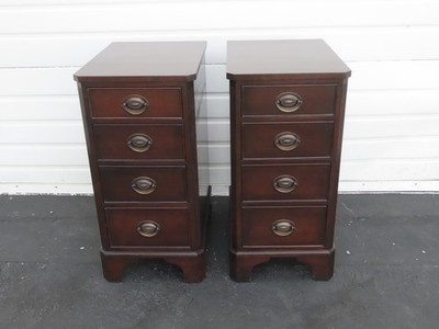 Kindel Tall and Narrow Mahogany Nightstands End Bedside Tables a Pair 6443