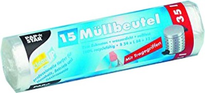 STARPAK Mülleimerbeutel HDPE 35 Liter transparent 15 Beutel
