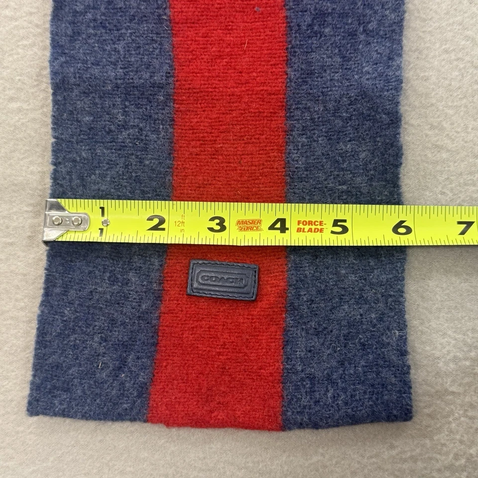 Coach Scarf 100% Wool Knit Red Blue Striped Classic Preppy Winter - Image 3 of 4