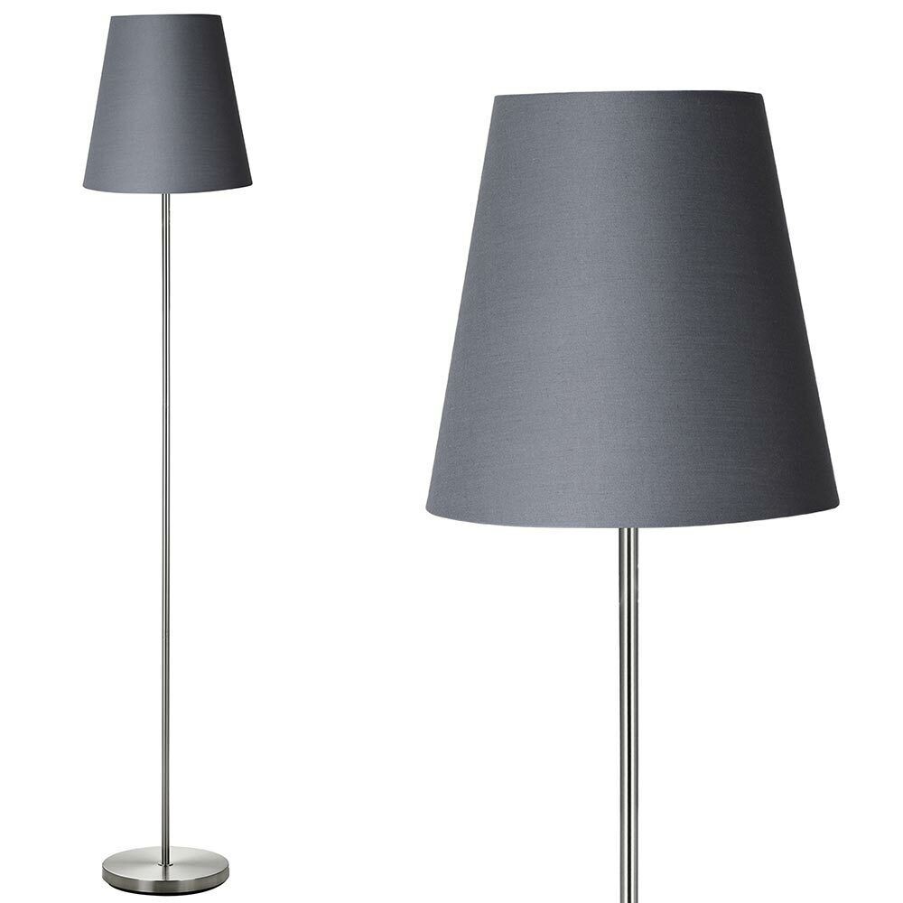 Lampada Piantana da Terra 150cm Design Moderno Paralume E27 60W Tessuto Grigio foto 2