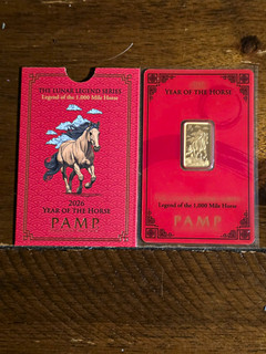 PAMP 999.9 5g Gold Bar 2026 Year of the Horse Lunar Legend Series