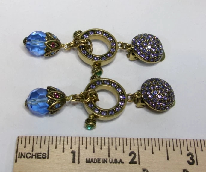 Pendientes Heidi Daus Confidenciales Lila Azul Cristal Convertible Borla Clip Foto 3 de 4