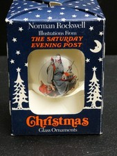 Vintage Christmas Norman Rockwell Saturday Evening Post Glass Ornament