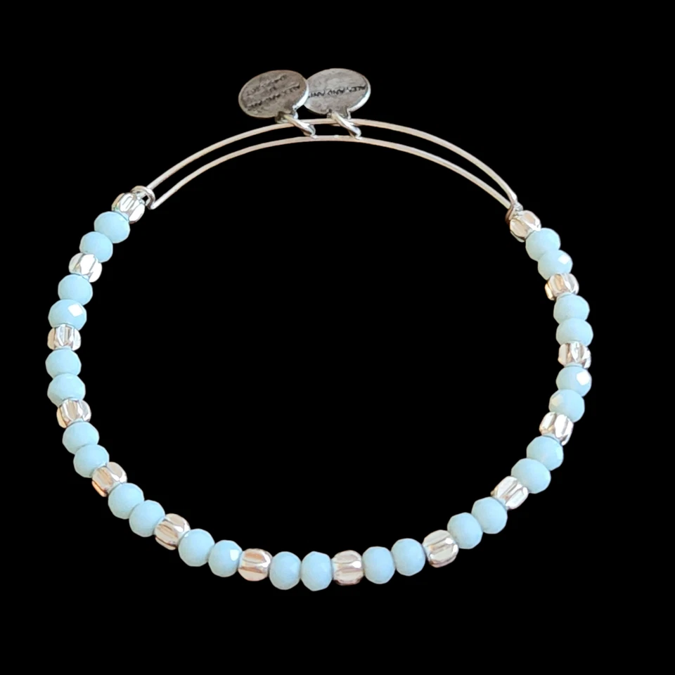 Brazalete Brazalete Alex And Ani Azul Claro y Plata Cuentas de Vidrio Plata Foto 2 de 3
