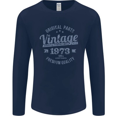 Vintage-Jahr-52.Geburtstag-1973-Herren-Langarm-T-Shirt-Marine-Blau