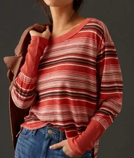 Pilcro Anthropologie Boxy Heritage Pullover Blouse Top Striped Printed S 258491