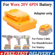 For Worx 20V 6-PIN Battery Adapter To Fits Black&Decker/Porter Cable 20V Tools