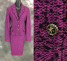 BEAUTIFUL st john collection knit purple black multi jacket skirt suit 4 6