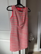 Eliza J Neon Pink w/Silver Metallic Striped Sleeveless Dress Size 2