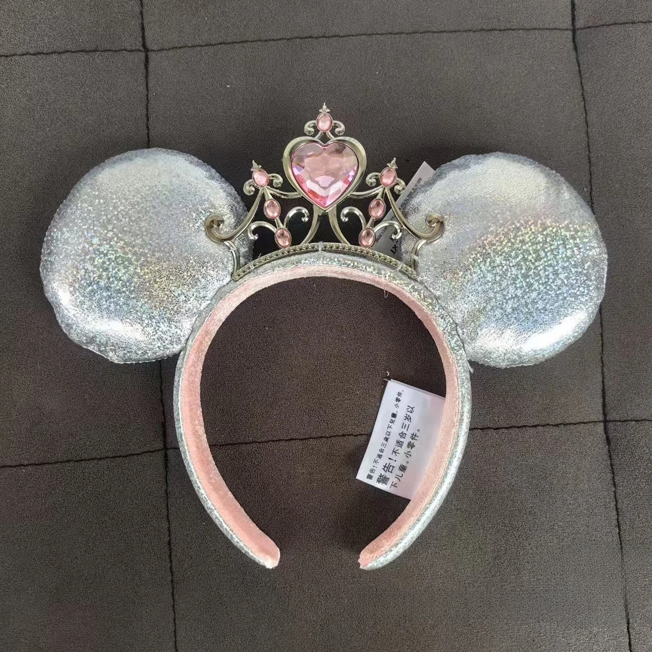Princess Iridescent with Pink Heart Tiara Disney Parks Minnie Ears Headband 💖