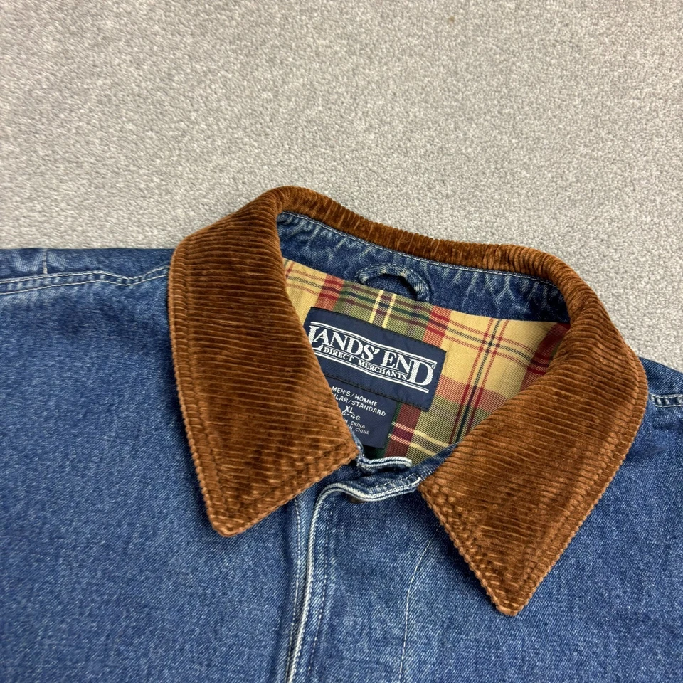 Lands End Jacket Adult X Large Blue Hunting Denim Barn Chore Corduroy Lined Men - Image 3 of 4