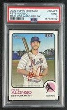 PETE ALONSO PSA 9 2022 TOPPS HERITAGE #ROA-PA REAL ONE RED INK AUTO 13/73