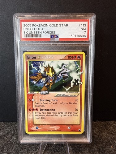 Entei Star 113/115 Unseen Forces Holo PSA 7 SWIRL